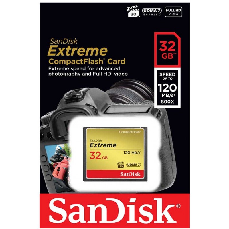 Carte mémoire Sandisk Extreme Compact Flash 32 Go