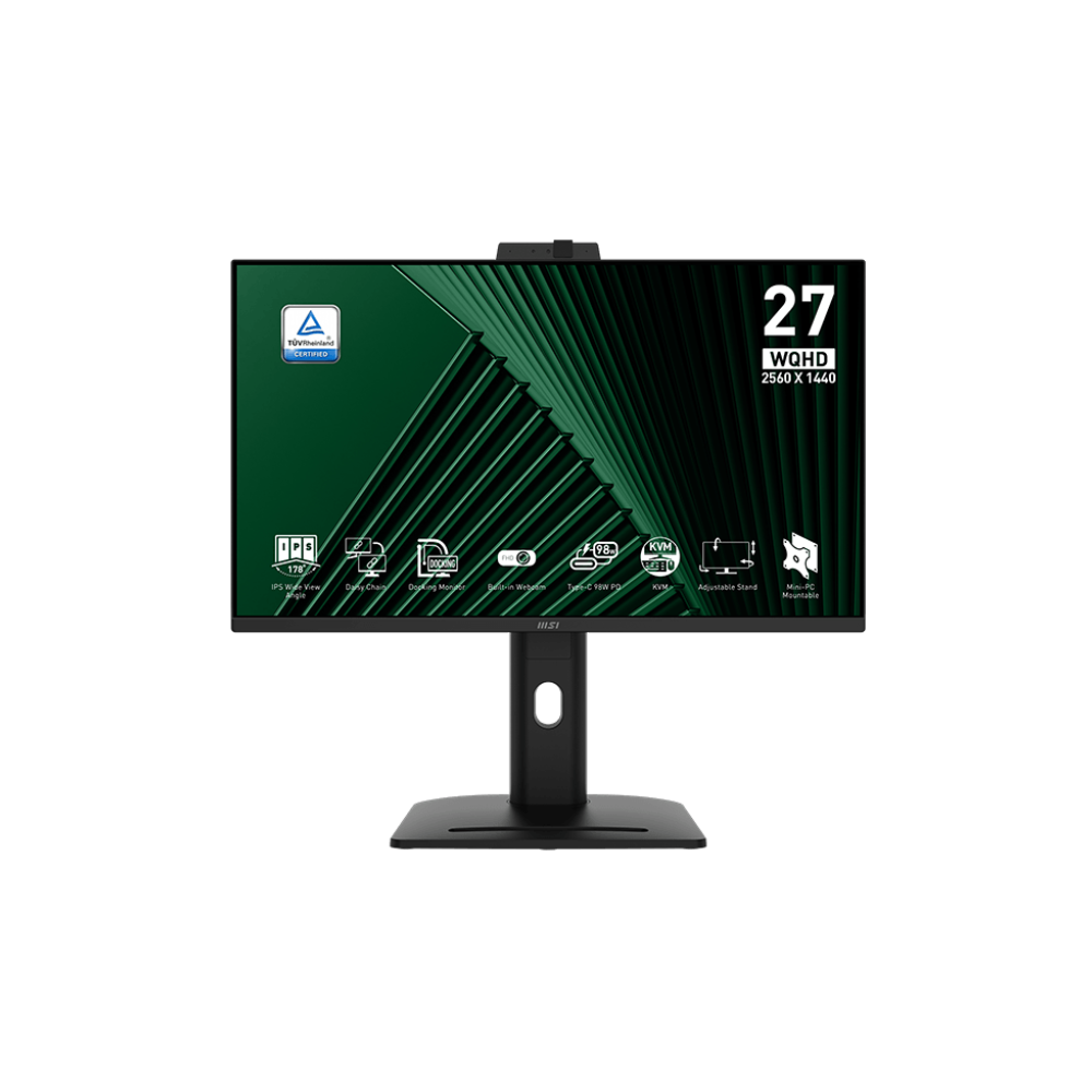 Écran MSI PRO MP275QPDG 27" WQHD IPS / 100 Hz / PIVOTANT / Avec haut-parleurs / Webcam intégrée / Noir