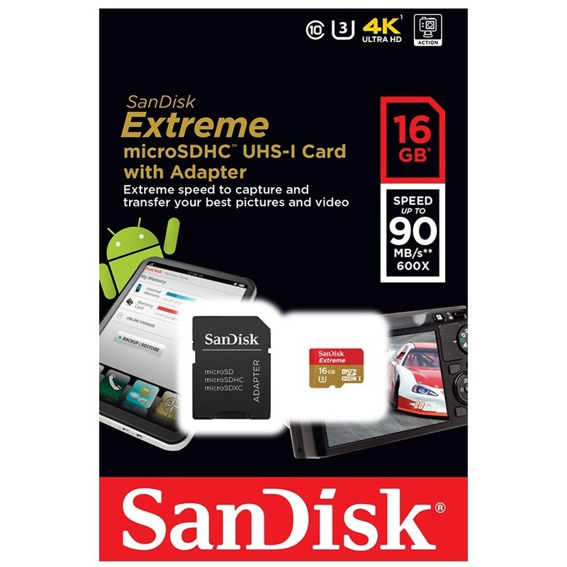 Carte mémoire SanDisk Extreme UHS-I microSDXC 16 Go