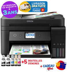 Imprimante EcoTank L6290 4 en 1 couleur A4 / Recto Verso / Wi-Fi + 5 Bouteilles D'encres Epson Incluses + Cadeau OFFERT