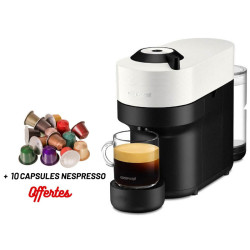Machine à Café NESPRESSO Vertuo Pop 0.6 Litre / 1300 W / Blanc + 10 Capsules Nespresso Offertes