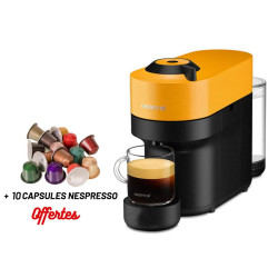 Machine à Café NESPRESSO Vertuo Pop 0.6 Litre / 1300 W / Jaune + 10 Capsules Nespresso Offertes