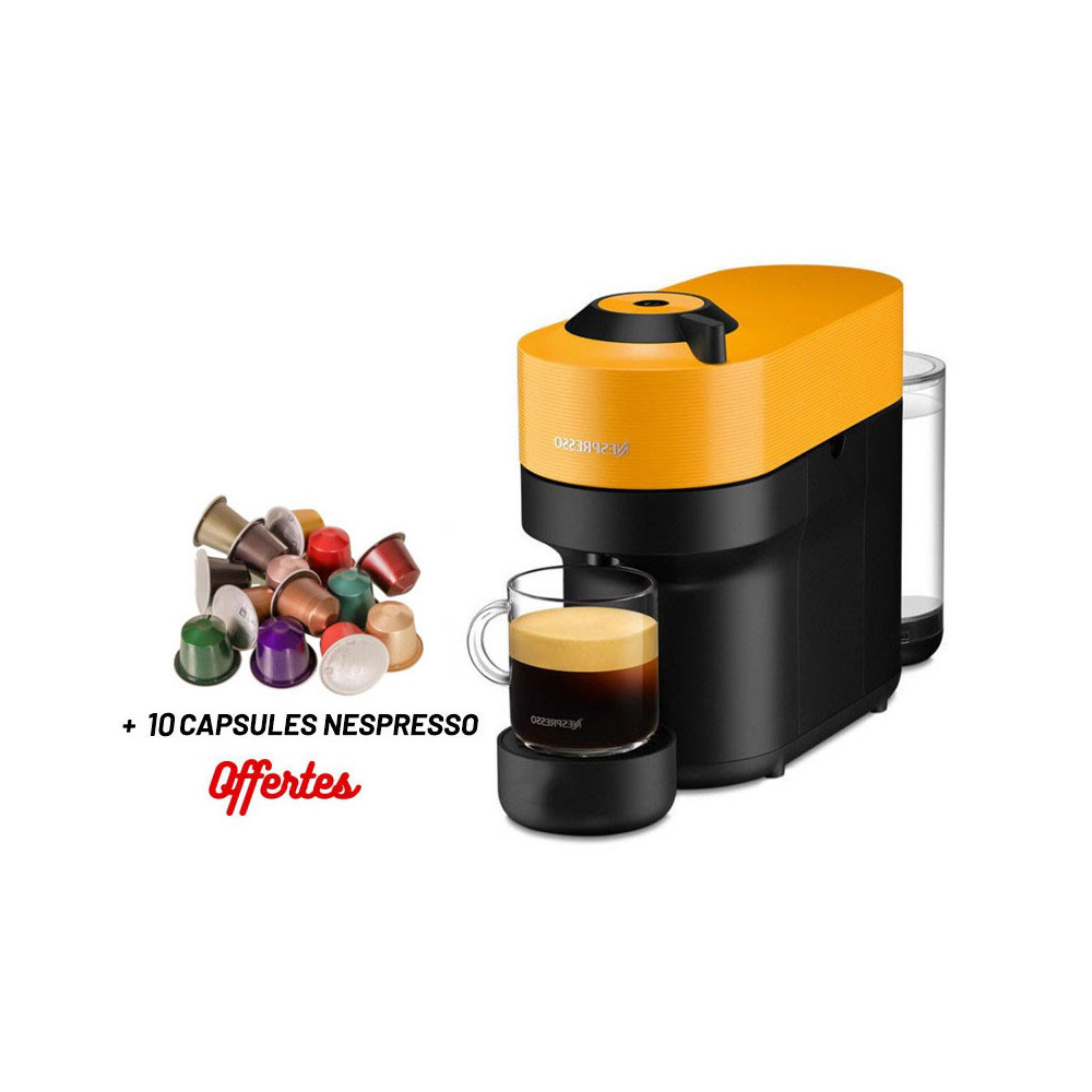Machine à Café NESPRESSO Vertuo Pop 0.6 Litre / 1300 W / Jaune + 10 Capsules Nespresso Offertes