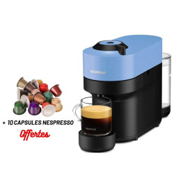 Machine à Café NESPRESSO Vertuo Pop 0.6 Litre / 1300 W / Bleu + 10 Capsules Nespresso Offertes