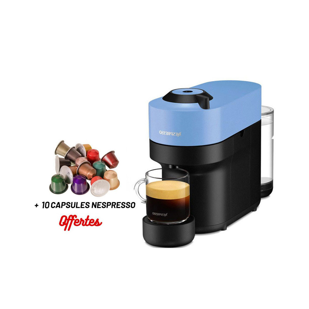 Machine à Café NESPRESSO Vertuo Pop 0.6 Litre / 1300 W / Bleu + 10 Capsules Nespresso Offertes