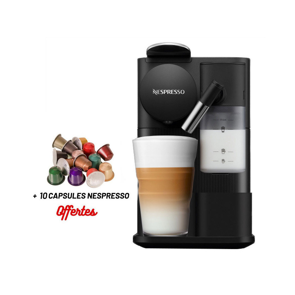 Machine à Café NESPRESSO Lattissima One 1 Litre / 1400 W / Noir + 10 Capsules Nespresso Offertes