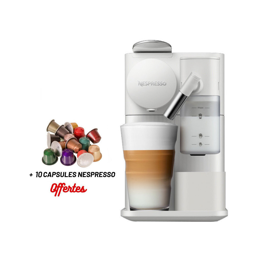 Machine à Café NESPRESSO Lattissima One 1 Litre / 1400 W / Blanc + 10 Capsules Nespresso Offertes