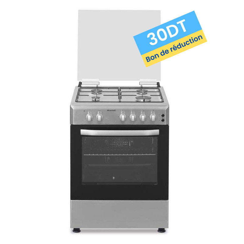 Cuisinière a Gaz Brandt BGE6241X / 4 Feux / Inox + 30DT Bon de réduction