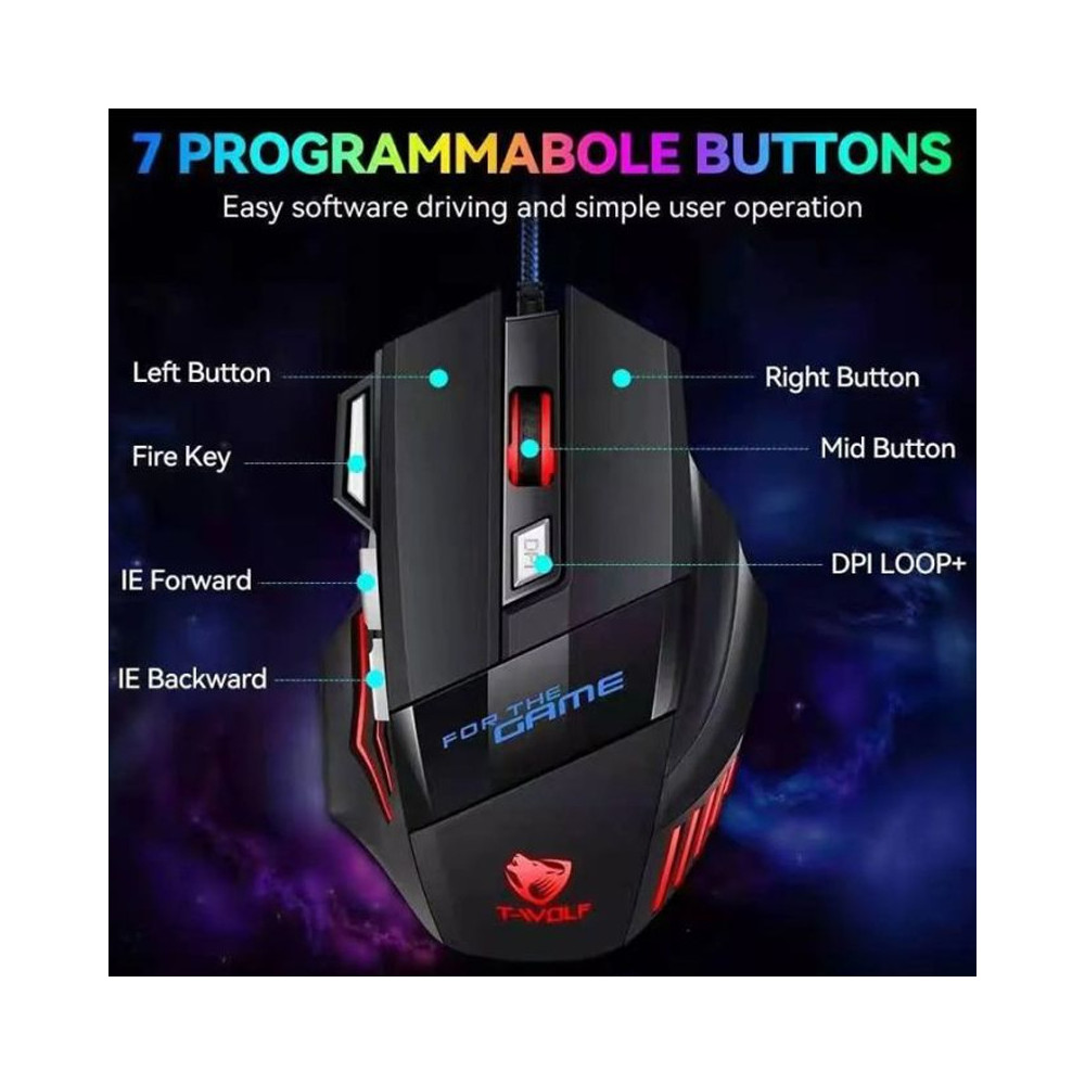 Souris Gamer Filaire T-WOLF M1 - Noir