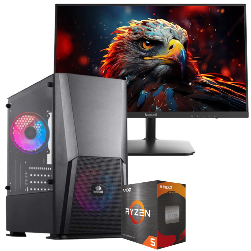 Setup Gamer SPECIAL Pc de Bureau Gaming / Ryzen 5 5600GT / Vega 7 / 16 Go Avec Écran Gamer REDRAGON NEAPOLIS 24" Full HD VA / 100 Hz