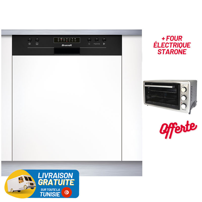 Lave Vaisselle Encastrable BRANDT BDB424LB / 14 Couverts / Noir + Livraison Gratuite + Four électrique STARONE OFFERTE