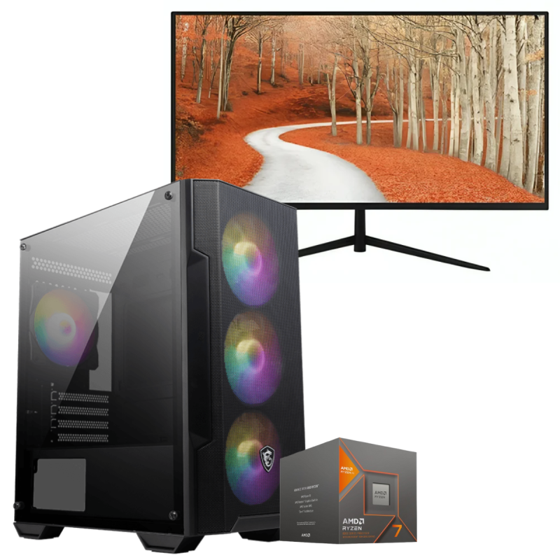 Setup Gamer Special Pc de Bureau Gaming / Ryzen 7 8700G / AMD / 16 Go DDR5 Avec Écran Gaming AERO AE24DFA 24" Full HD VA / 200 Hz