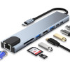 CONVERTISSEUR TYPE C TO 8EN1(RJ45+HDM+SDTF+TypeC+USB*2+PD)