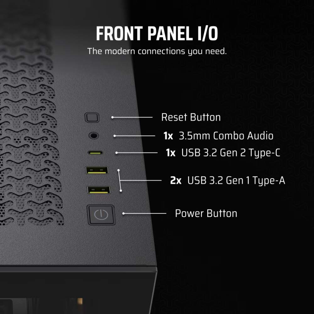 Boîtier Gaming Moyen-Tour CORSAIR 3500X / ATX / ARGB / Noir