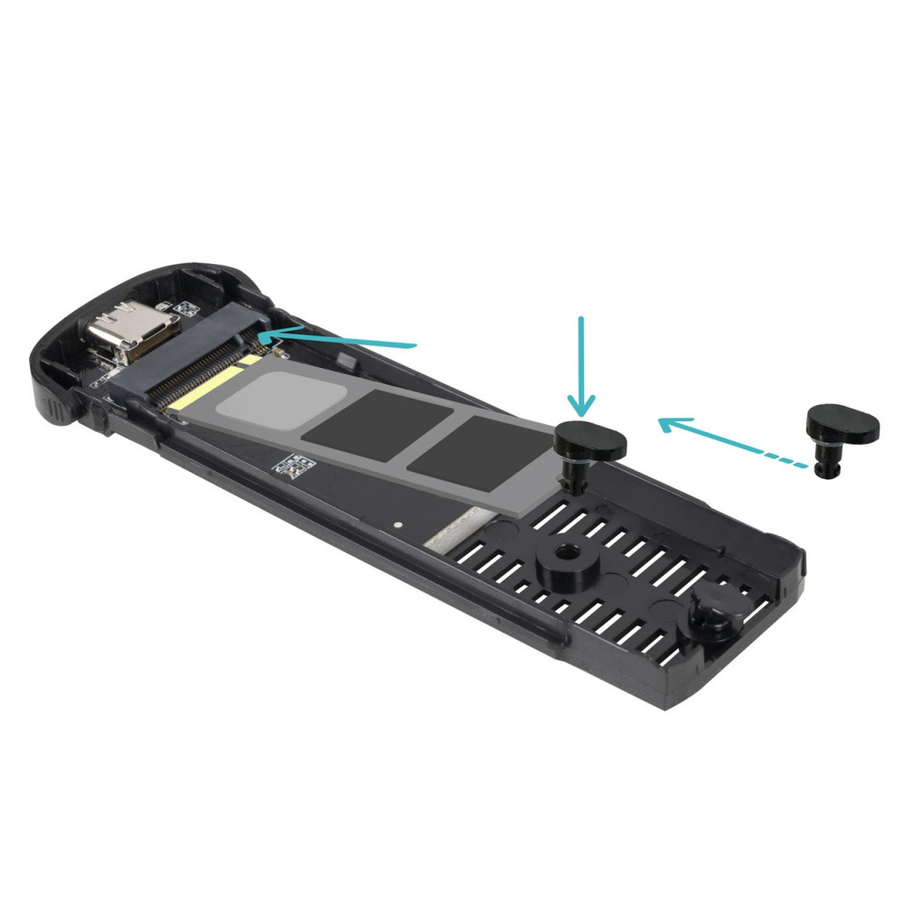 Boîtier Externe TooQ pour SSD M.2 NVMe - Aluminium Noir