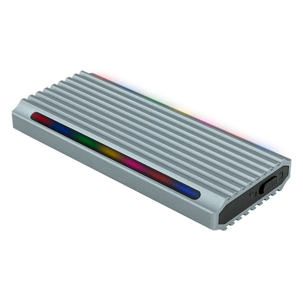 Boîtier externe USB-C 3.2 Tooq Shinobi RGB - S-ATA/NVMe M.2 Type 2280 / Gris