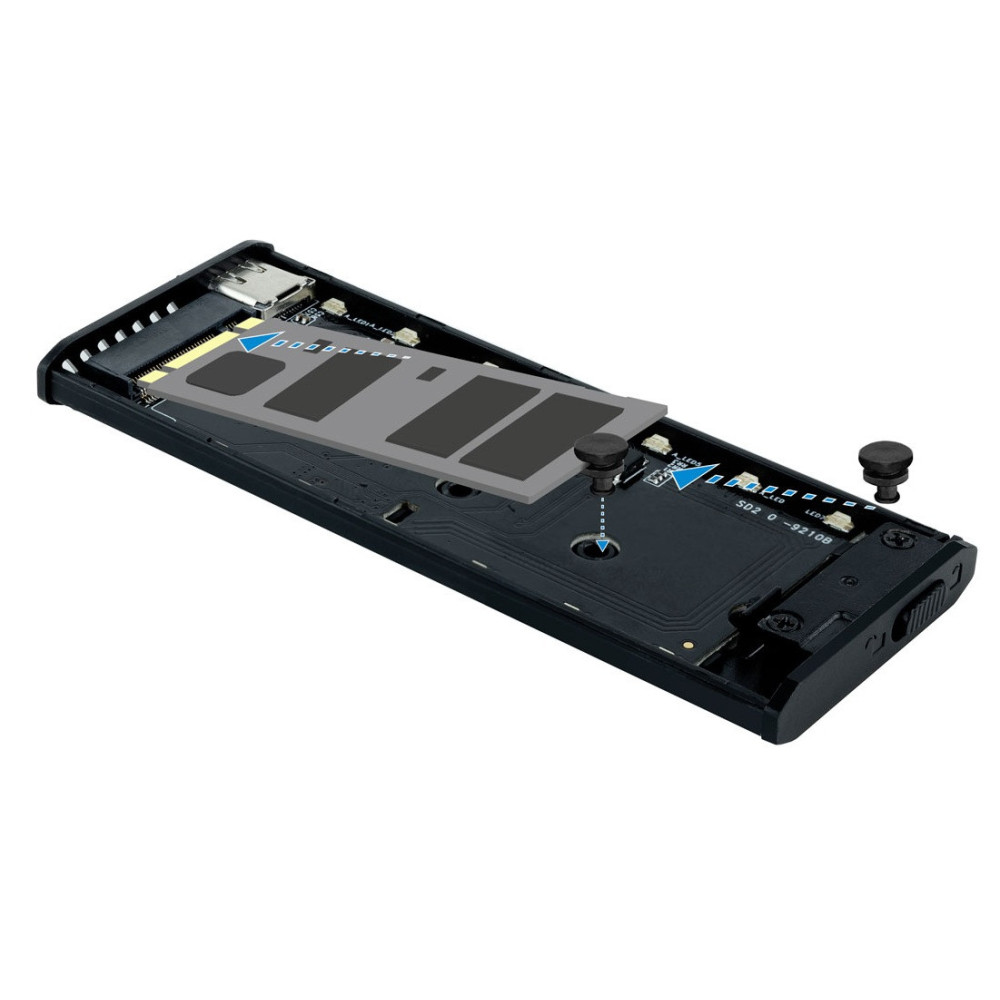 Boîtier externe USB-C 3.2 Tooq Shinobi RGB - S-ATA/NVMe M.2 Type 2280 / Gris