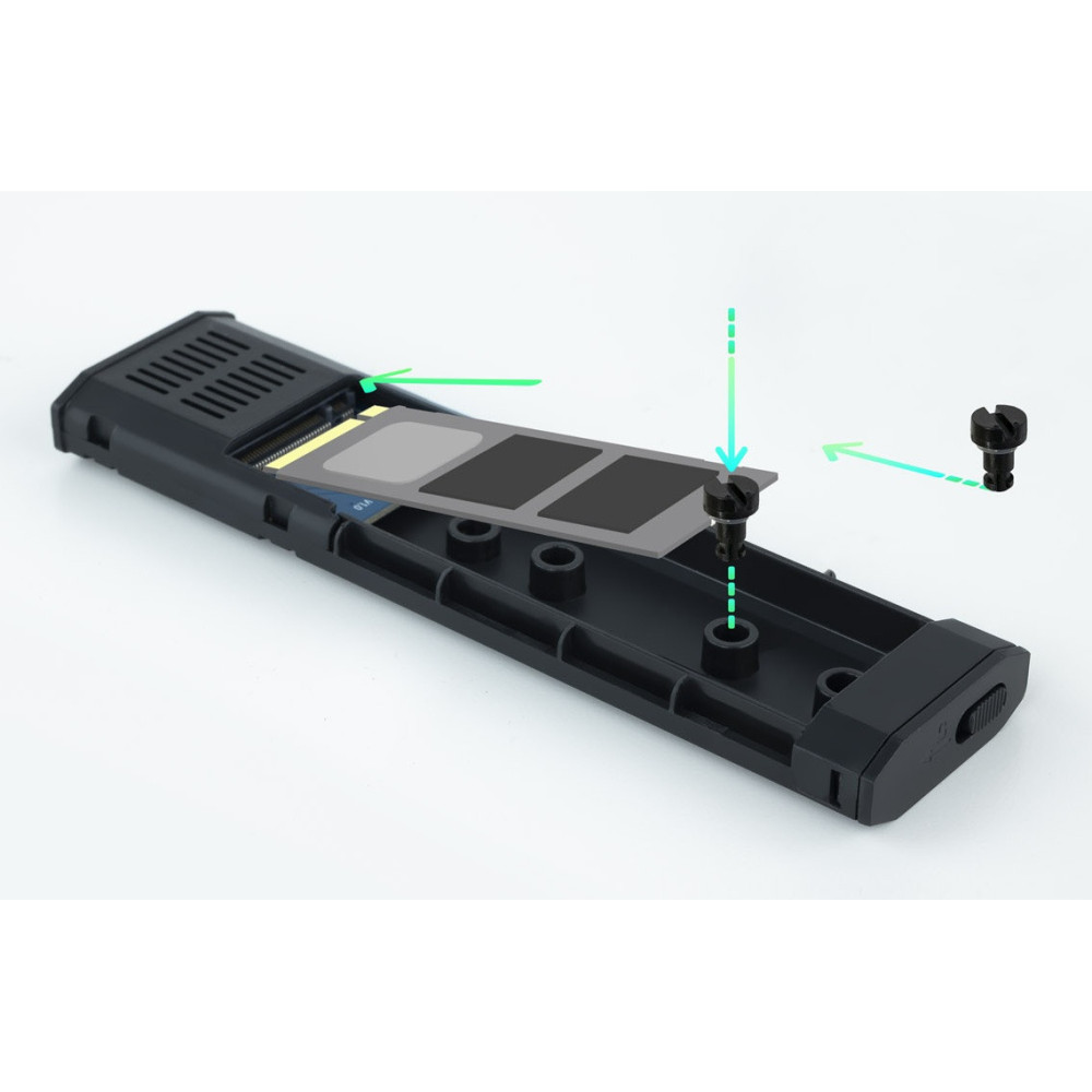 Boîtier externe USB-C 3.2 Tooq Shura - S-ATA/NVMe M.2 Type 2280 / Noir