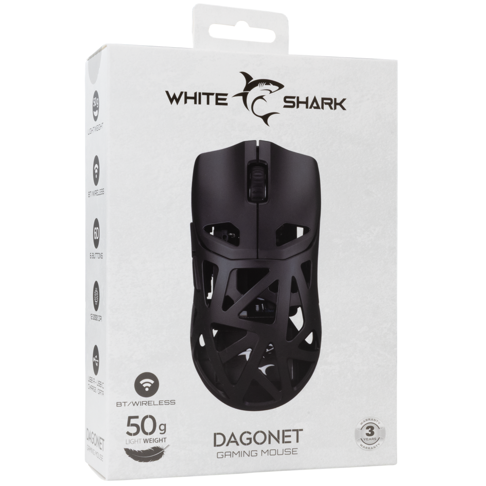 SOURIS sans fil White Shark  WGM-5019 DAGONET/ 24.000 dpi - black