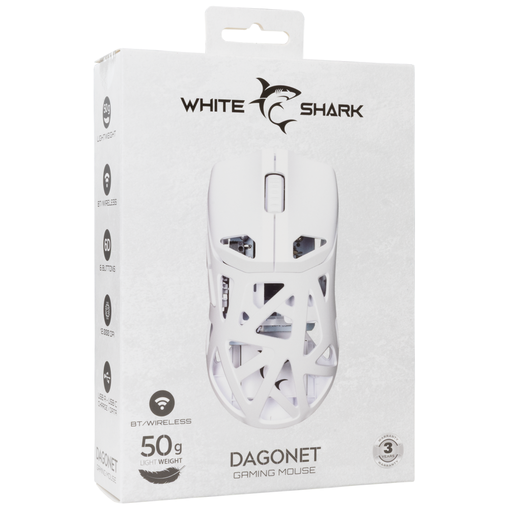 SOURIS sans fil White Shark  WGM-5019 DAGONET / 24.000 dpi - white