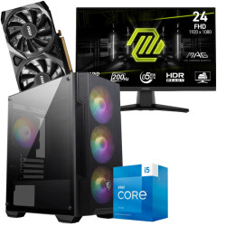 Setup Gamer Special Pc de Bureau Gaming / i5-14400F / RTX 3050 8G / 16 Go Avec Écran Gaming MSI MAG 242F 24" Full HD / 200 Hz