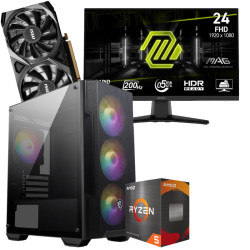Setup Gamer Special Pc de Bureau Gaming / Ryzen 5 5500 / RTX 4060 8G / 16 Go Avec Écran Gaming MSI MAG 242F 24" Full HD / 200 Hz