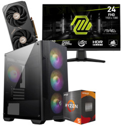 Setup Gamer Special Pc de Bureau Gaming / Ryzen 5 5500 / RTX 5060 8G / 16 Go Avec Écran Gaming MSI MAG 242F 24" Full HD / 200 Hz