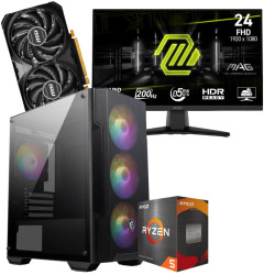 Setup Gamer Special Pc de Bureau Gaming / Ryzen 5 5500 / RTX 4060 8G / 32 Go Avec Écran Gaming MSI MAG 242F 24" Full HD / 200 Hz