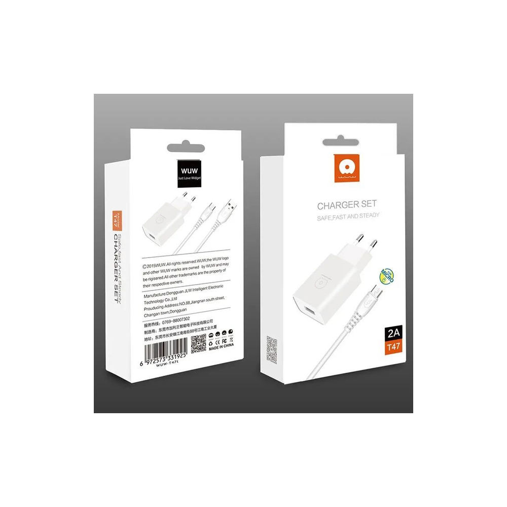 Chargeur WUW T47 2.1A MICRO USB - Blanc