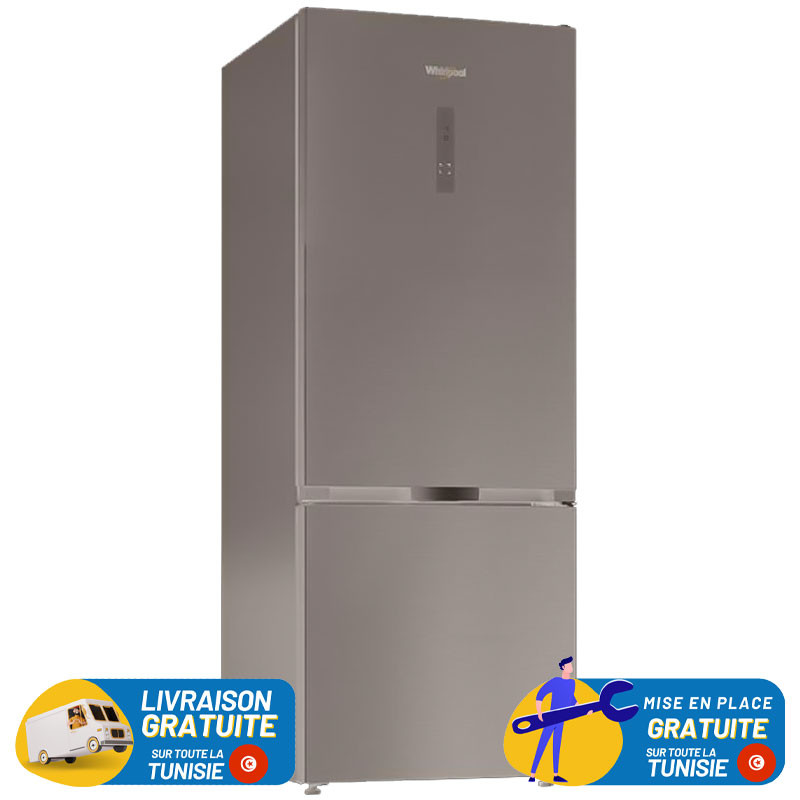 REFRIGERATEUR WHIRLPOOL NO FROST Combiné 6é sens 475 Litres / INOX avec Afficheur