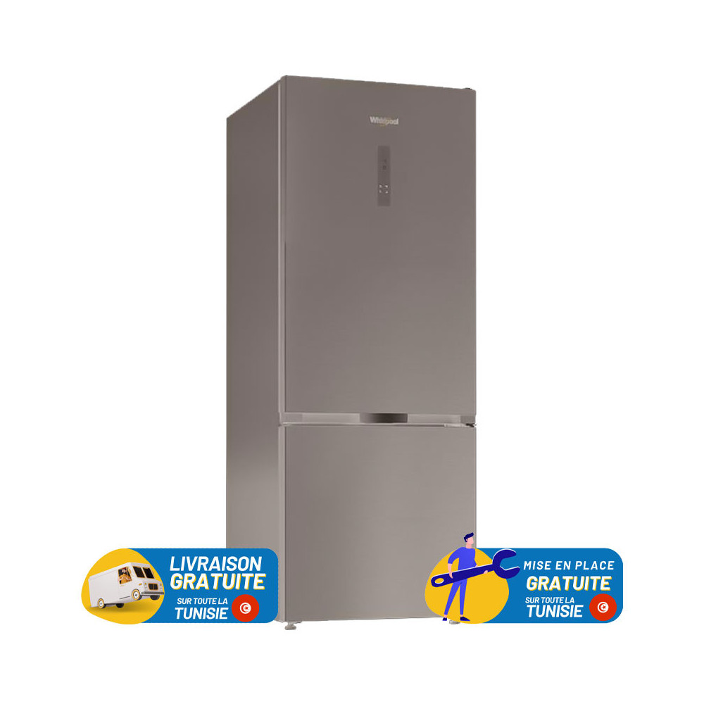 REFRIGERATEUR WHIRLPOOL NO FROST Combiné 6é sens 475 Litres / INOX avec Afficheur