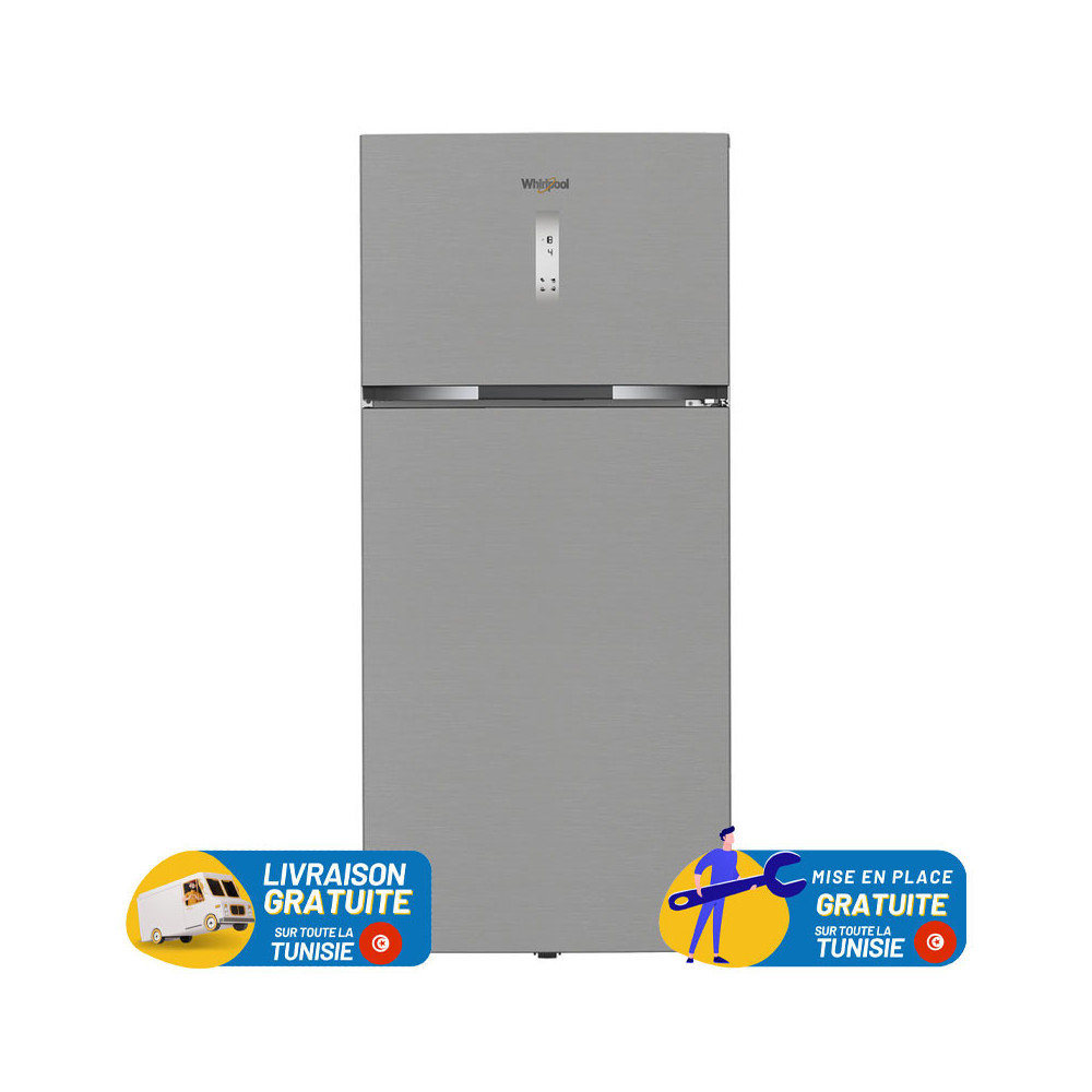 REFRIGERATEUR WHIRLPOOL Dual NO FROST Double Portes 630 Litres / INOX / Avec Afficheur