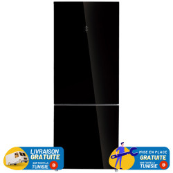 Réfrigérateur Candy No Frost COMBINE 442 Litres / NOIR Miroir avec afficheur