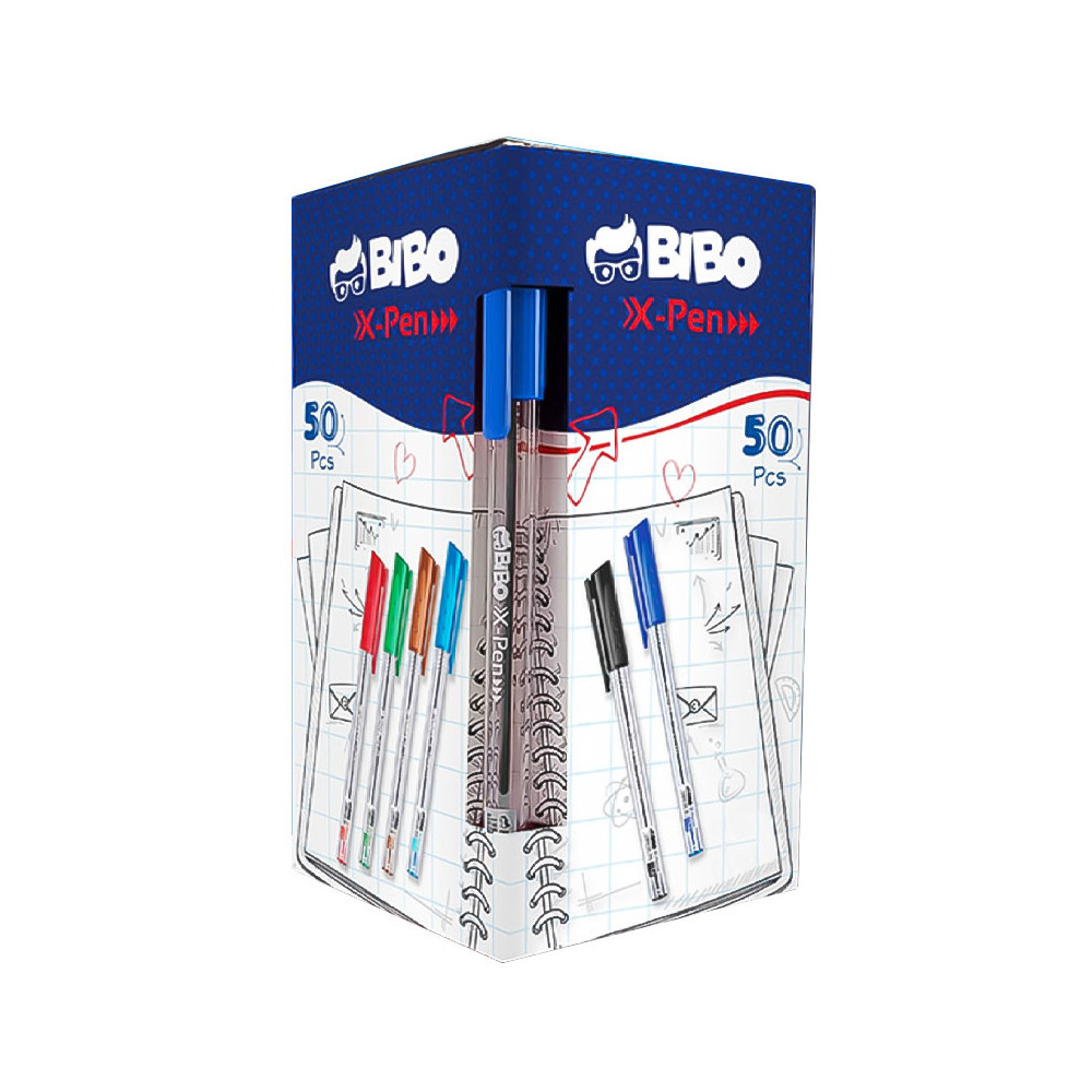 Pack 50 STYLO A BILLE BIBO X-PEN 1.0 MM / Bleu