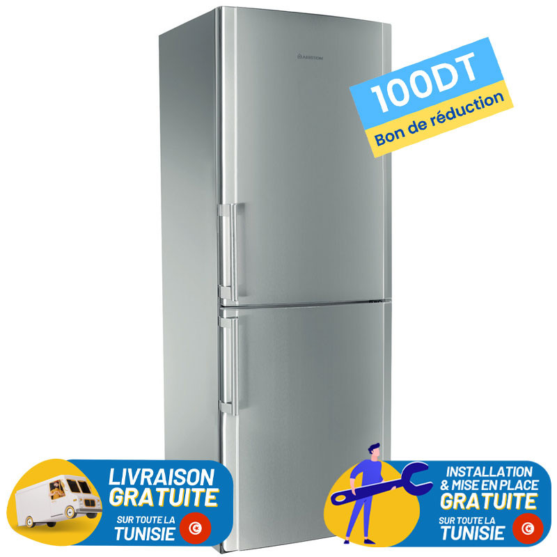 REFRIGERATEUR ARISTON NO FORST COMBINE 470 Litres / INOX + 100DT BON DE REDUCTION