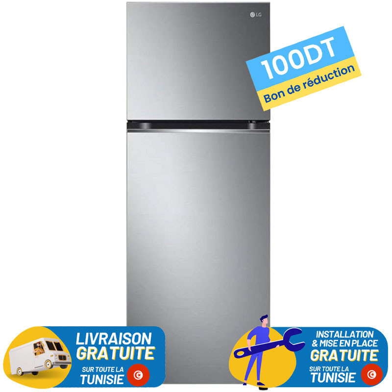 REFRIGERATEUR LG No Frost INVERTER Double Portes 461 Litres / Silver + 100DT BON DE REDUCTION
