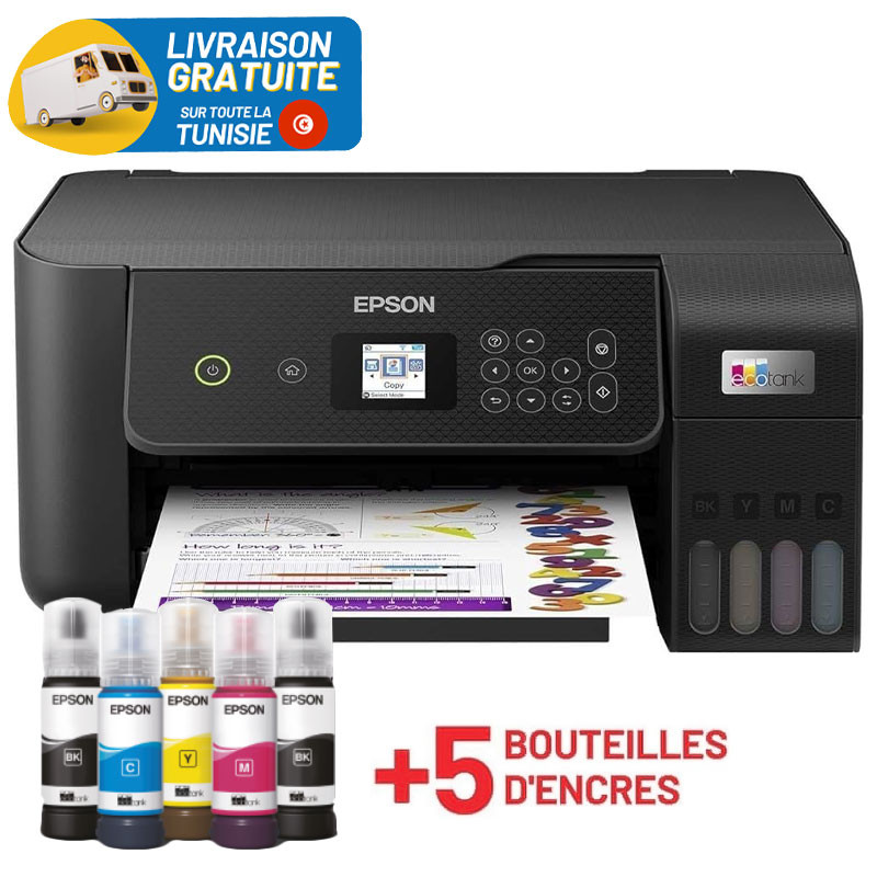 Imprimante Multifonction à réservoir intégré 3en1 couleur Epson ECOTANK L3260 / USB & WIFI