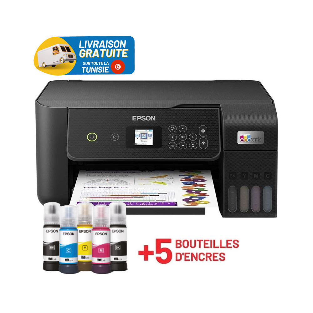 Imprimante Multifonction à réservoir intégré 3en1 couleur A4 Epson ECOTANK L3260 / USB & WIFI