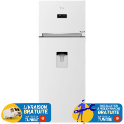 Réfrigérateur BEKO No Frost Double Portes 560 Litres / Blanc avec Afficheur et Distributeur d'eau