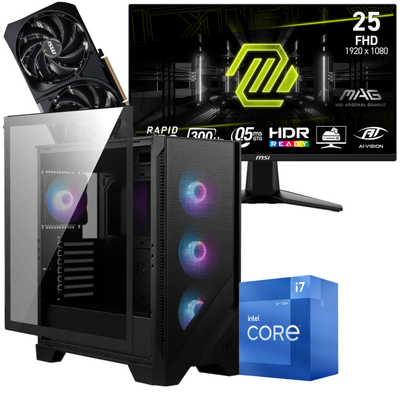 Setup Gamer SPECIAL Pc de Bureau Gaming / i7-12700F / RTX 5070 12G / 32 Go Avec Écran Gaming MSI MAG 255XF 24.5" Full HD IPS / 300 Hz