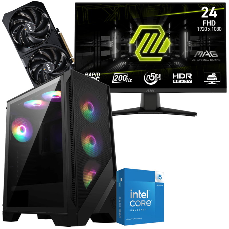 Setup Gamer SPECIAL Pc de Bureau Gaming / i5-14600KF / RTX 5070 12G / 32 Go Avec Écran Gaming MSI MAG 244F 24" Full HD IPS / 200 Hz