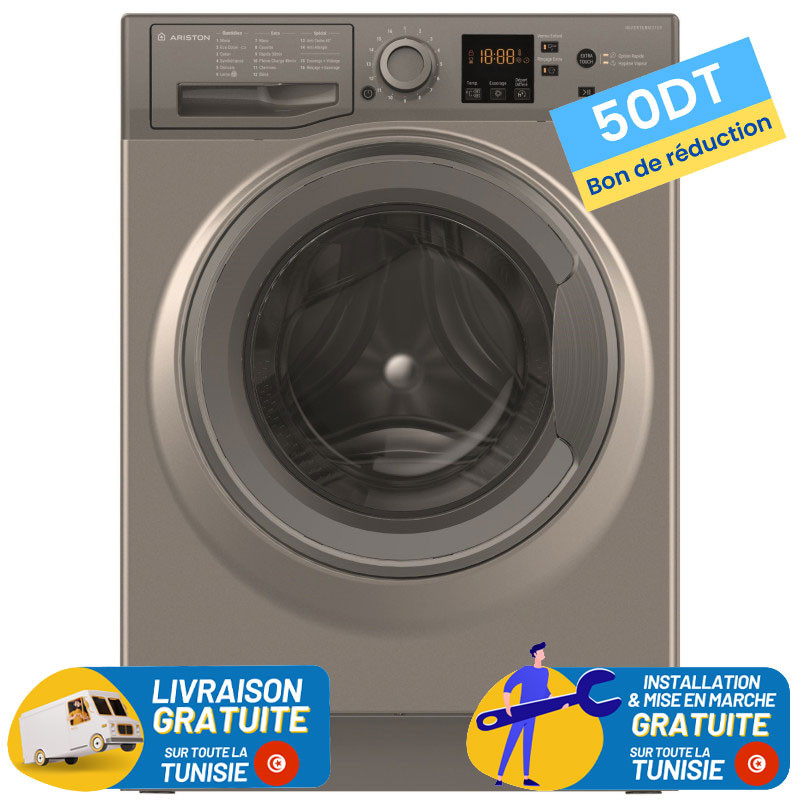 Machine à laver Frontale Ariston NS823CGGMA / 8 KG / Silver avec Moteur Inverter
