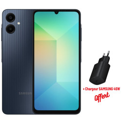 SMARTPHONE SAMSUNG GALAXY A06 5G 12/128G / NOIR + Chargeur SAMSUNG 45W Offert