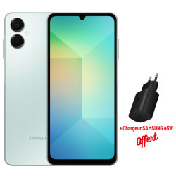 SMARTPHONE SAMSUNG GALAXY A06 5G 8/64G / LIGHT GREEN + Chargeur SAMSUNG 45W Offert