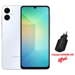 Samsung Galaxy A06 / 8 Go / 64 Go / Bleu clair + Chargeur SAMSUNG 45W Offert
