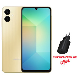 Samsung Galaxy A06 / 8 Go / 64 Go / Gold + Chargeur SAMSUNG 45W Offert