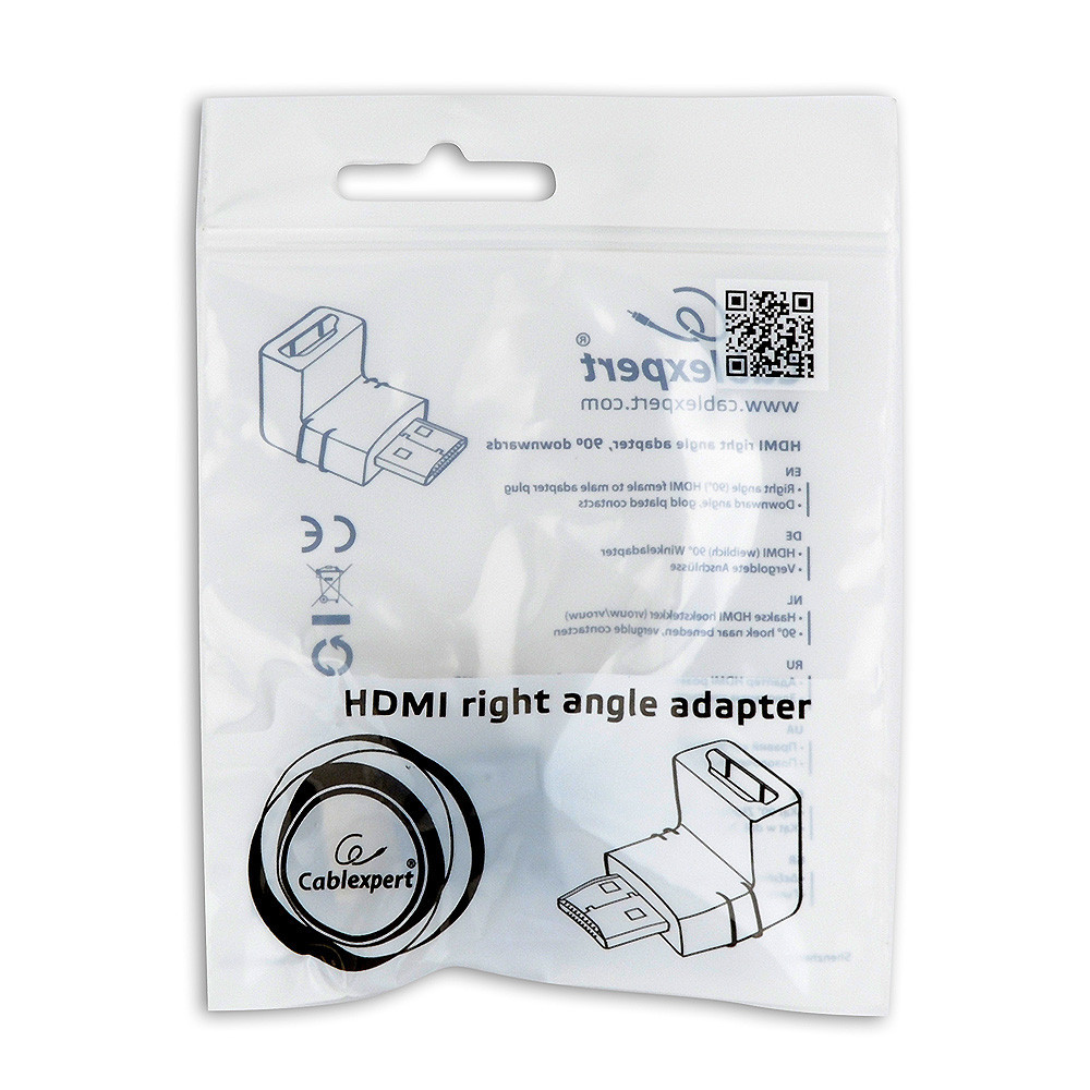 Adaptateur GEMBIRD HDMI à angle droit, 90° vers le bas