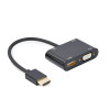 Câble adaptateur GEMBIRD HDMI mâle vers HDMI femelle + VGA femelle + audio / noir