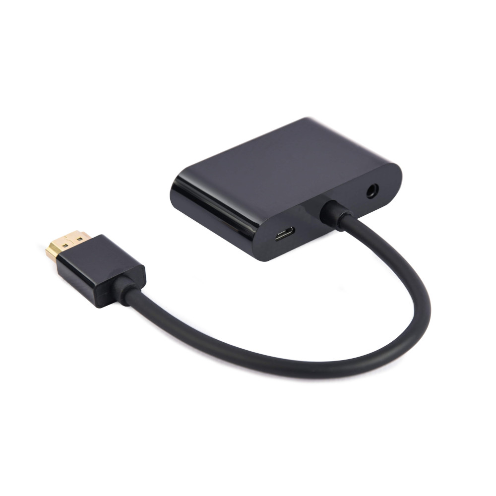 Câble adaptateur GEMBIRD HDMI mâle vers HDMI femelle + VGA femelle + audio / noir