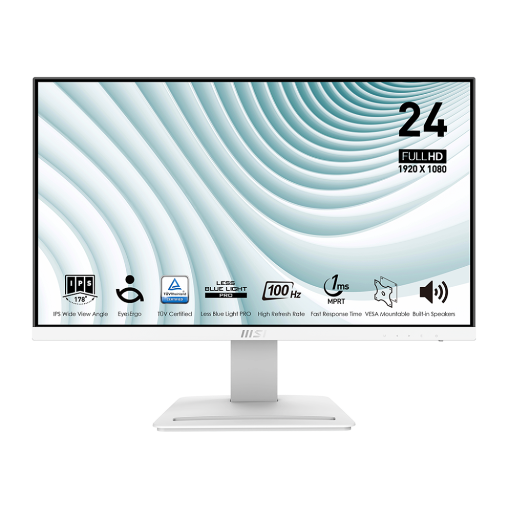 Écran MSI PRO MP243XW 24" Full HD IPS / 100 Hz / 1 ms / Avec Haut Parleurs / Blanc